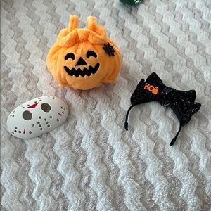 Brand new Labubu Halloween costume - Pumpkin Bow and Jason Mask Set